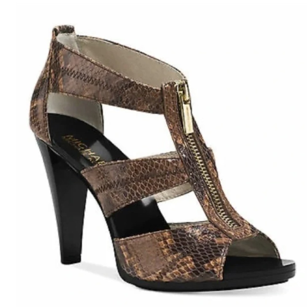 Michael Kors Vintage Y2K Brown Berkeley Snakeskin Stiletto Heels Women's Size 10